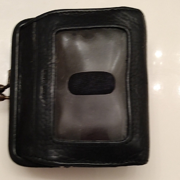 Fossil Elegant Compact Black Genuine Leather Wallet Kisslock Coin Purse - Picture 5 of 16